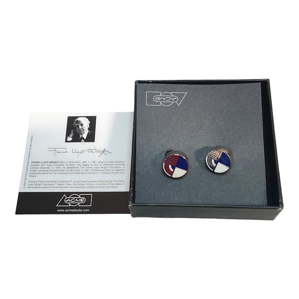 ACME Studio FRANK LLOYD WRIGHT "Round Gifts" Enamel Cufflinks‎ NEW